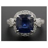 Platinum Sapphire and Diamond Ring