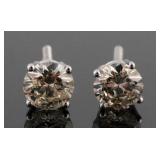 14k White Gold One Carat Diamond Earrings