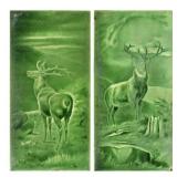 Pair Sherwin & Cotton Tiles Highland Stag Deer