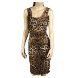 Dolce & Gabbana Ruched Leopard Dress Sz 40