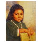 TOM SAUBERT Portrait Native American Child Ptg