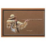 LOUIE REYNOLDS Gouache Hunter & Rifle
