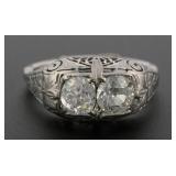 14K White Gold & Platinum Diamond Ring