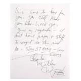 CHARLES MANSON, Handwritten Letter