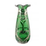 Art Nouveau Silver Overlay Glass Vase