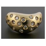 14k Gold Trisko Bombe Diamond Ring