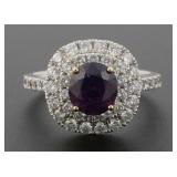 18k Kashmir Sapphire and Diamond Ring