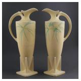 Pair Roseville Dawn Art Pottery Ewers