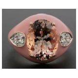 14k Rose Gold Morganite and Diamonds Ring