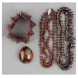 (4) Amber Necklaces and Art Deco Bracelet