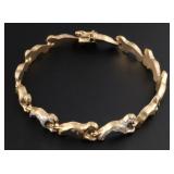 Vintage 10K Big Cat Wrap Link Bracelet
