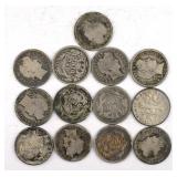 (13) Silver Barber & Roosevelt Dimes (1898-1964)