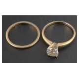 Vtg 14K Wedding Band Set J.R. Wood ArtCarved