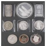 (9) Mixed Silver Bars and Coins