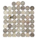 (52) Mercury & Roosevelt Silver Dimes Pre-1965