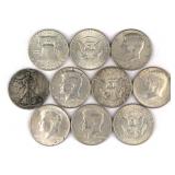 (10) US Half Dollars Kennedy Franklin Liberty