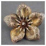 10K Gold Diamond Flower Pin