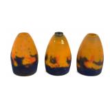 (3) French Art Glass Lamp Shades by Muller Freres