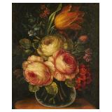 Antique Floral Still Life Oil Painting