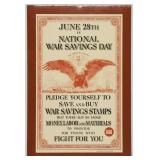WWI National War Savings Day W.S.S. Eagle Poster