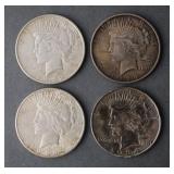 (4) Four Peace Silver Dollars