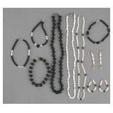 (9) 14K Onyx & Fresh Water Pearl Jewelry