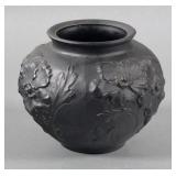 Tiffin Black Amethyst Satin Glass Poppy Vase