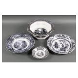 (4) Black Transferware Adams