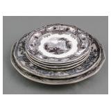 (6) Black Transferware Davenport