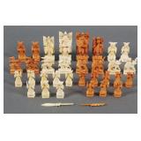 Vintage Carved Ivory Chess Set Hong Kong