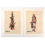 (2) Jo Mora Kachina Prints "Sample Set"