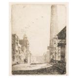 DON SWANN, The Shot Tower, Etching, Signed