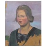 Vintage Oil Painting Portrait Of Young Woman