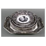 (9) Alcock "Vincennes" Black Transferware