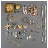 Group of Sterling and Costume Jewelry & Compact
