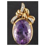 14kt. Amethyst, Diamond Pendant