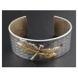 Vintage Dragonfly Sterling Silver Cuff Bracelet