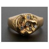 14K Gold and Diamond Nugget Ring
