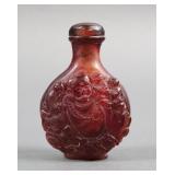 Chinese Amber Glass Snuff Bottle with Stopper