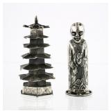 Pair of Chinese Export Silver Figural Shakers