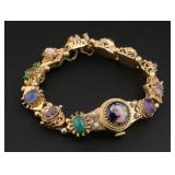 14K Gold Gemstone Bracelet w/ Omega Watch