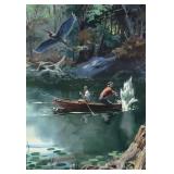 JOHN PIKE Two People in a Boat Watercolor