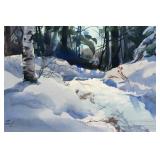 JOHN PIKE Snowy Landscape Watercolor
