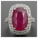 Platinum Natural Ruby Diamond Ring
