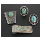 (4) Sterling Turquoise Navajo Jewelry