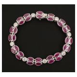 Double-Row Ruby & Diamond Bracelet, Platinum