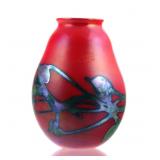 CHARLES LOTTON Red Art Glass Vase
