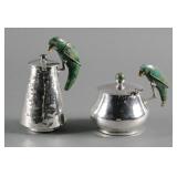 2 Emilia Castillo Silver & Hardstone Parrot pcs