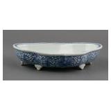 19C Qing Era Lobed Blue & White Footed Bowl