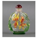 Peking Cameo Glass Chinese Snuff Bottle